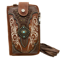 Brown Western Crossbody Phone Wallet