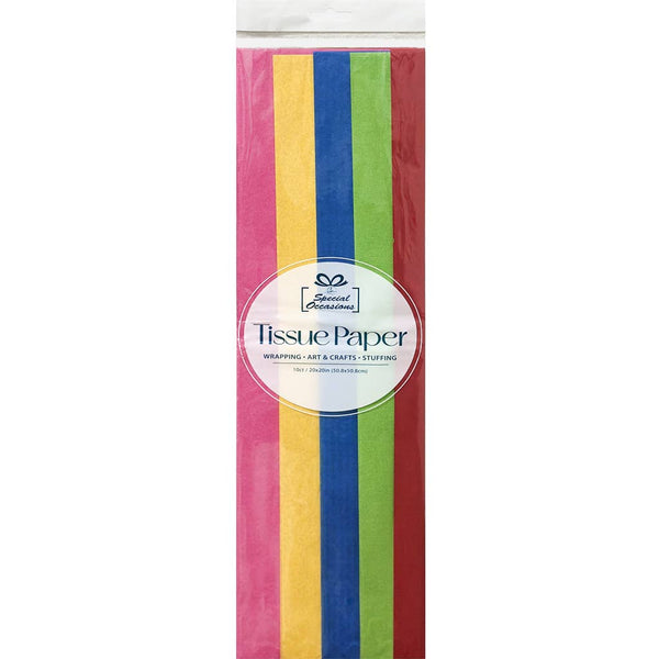 Tissue Paper - 10 Sheets Primary assort colors