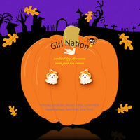 Halloween Glitter Ghost Stud Earrings for Girls