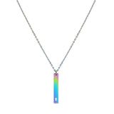 Stainless Steel Vertical Cross Cutout Bar Necklace