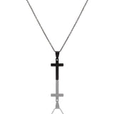 18K PVD Coated Stainless Steel Engravable Cross Pendant Necklace: Black / 19mm