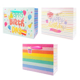Happy Birthday Gift Bags – Foil Accents, 3 Assorted Designs