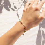 18K Gold PVD Multi Colored Floral Chain Bracelet