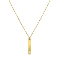 Stainless Steel Vertical Cross Cutout Bar Necklace