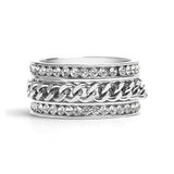 CZ Eternity With Chain Center Stainless Steel Spinner Ring
