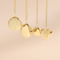 18K Gold PVD Stainless Steel Round Floral Textured Locket