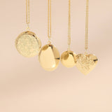 18K Gold PVD Stainless Steel Round Floral Textured Locket