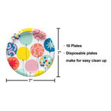 Disposable Party Plates – 7” Round Plates Colorful Balloons