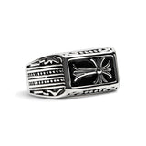 Detailed Cross Stainless Steel Ring