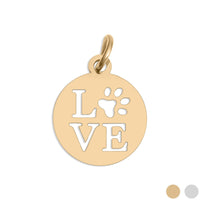 18K Gold PVD Stainless Steel Paw Print Love Charm