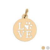 18K Gold PVD Stainless Steel Paw Print Love Charm