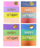 Happy Birthday Gift Bag - three color stripes