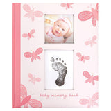 Pink butterfly baby book with/ink pad