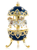 Blue Wind up Horse Carousel Faberge Egg