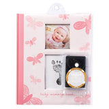 Pink butterfly baby book with/ink pad