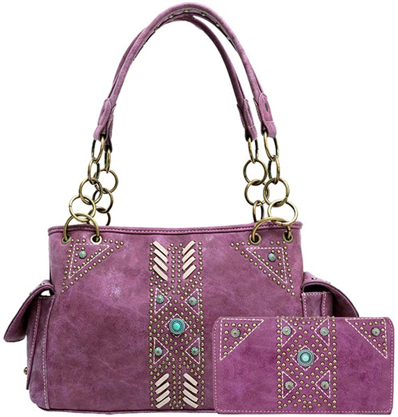 Concealed Carry Satchel and Wallet Set Purple