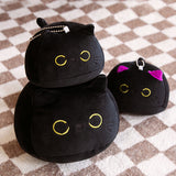 Cute Black Cat Plush Toy Round Kitten Throw Pillow Soft Stuffed Animal Doll For Kids Birthday Gift Home Decor