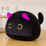Cute Black Cat Plush Toy Round Kitten Throw Pillow Soft Stuffed Animal Doll For Kids Birthday Gift Home Decor