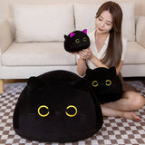 Cute Black Cat Plush Toy Round Kitten Throw Pillow Soft Stuffed Animal Doll For Kids Birthday Gift Home Decor
