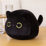 Cute Black Cat Plush Toy Round Kitten Throw Pillow Soft Stuffed Animal Doll For Kids Birthday Gift Home Decor