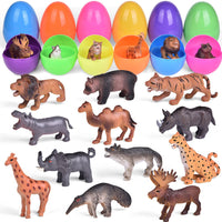 12 Pack Easter Eggs Prefilled with Wild Animal Figures
