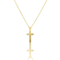18K PVD Coated Stainless Steel Engravable Cross Pendant Necklace: Rose / 19mm