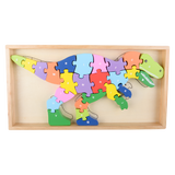 12" x 6.5" WOODEN T-REX  LETTER PUZZLE