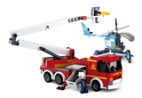 Fire Truck with Cherry Picker Arm and Helicopter (394 Pcs)