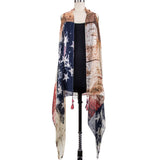 Grunged American Flag Vest Shawl