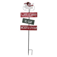 Metal 44.5 in. Christmas Elf  North Pole Yardstake