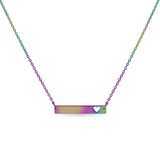 Cutout Heart Bar Polished Stainless Steel Necklace: Rose