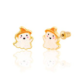 Halloween Glitter Ghost Stud Earrings for Girls