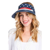 American Flag Printed Straw Visor