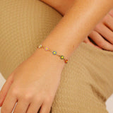 18K Gold PVD Multi Colored Floral Chain Bracelet