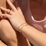 18K Gold PVD Multi Colored Floral Chain Bracelet