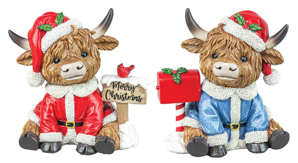 SANTAS COAT HIGHLAND COW TABLETOP 2 ASSORTED