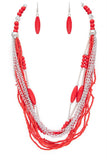 Mix Beads Layered Statement Necklace Set