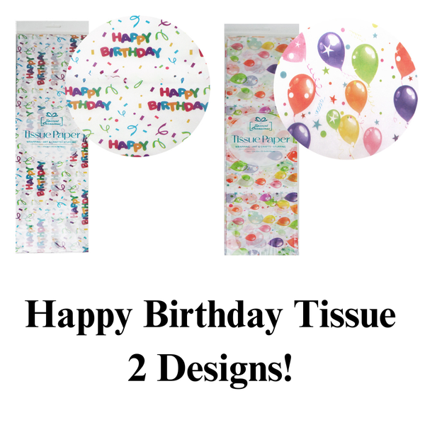 Happy Birthday Tissue Paper – 5 Sheets, 20" x 26"