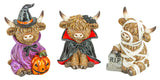 Costumed Halloween Highland Cow 5" Sitter 3 Ast