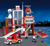 Large Fire Station Building Brick Kit (612 Pcs)