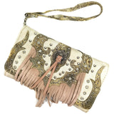 Lace Fringe Trifold Crossbody Wallet