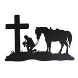 Wall Hanging Metal Cowboy At The Cross