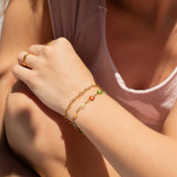 18K Gold PVD Multi Colored Floral Chain Bracelet