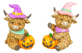 Witchy Halloween Pastel Highland Calf 5" Sitter 2 Ast