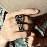 Detailed Cross Stainless Steel Ring