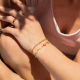 18K Gold PVD Multi Colored Floral Chain Bracelet
