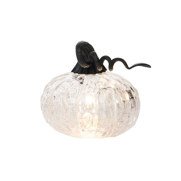 Small Light Up Glass Iridescent Pumpkin