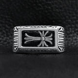 Detailed Cross Stainless Steel Ring