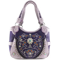 Western Concho PurpleFloral Tote Purse for Women