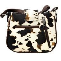 Crown Buckle Beige Cow Print Floral Western Crossbody Bucket Bag